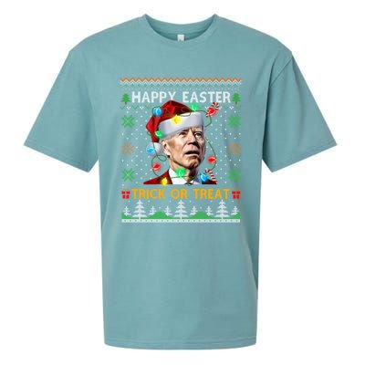 Happy Easter Trick Or Treat Funny Joe Biden Christmas Ugly Sweater Sueded Cloud Jersey T-Shirt