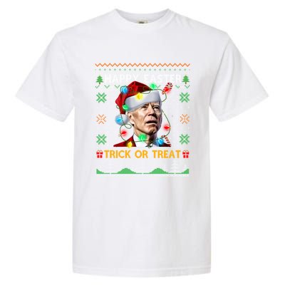 Happy Easter Trick Or Treat Funny Joe Biden Christmas Ugly Sweater Garment-Dyed Heavyweight T-Shirt