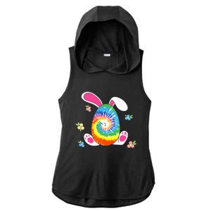 Happy Easter Tie Dye Egg Bunny Rabbit Funny Easter Day Ladies PosiCharge Tri-Blend Wicking Draft Hoodie Tank