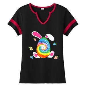 Happy Easter Tie Dye Egg Bunny Rabbit Funny Easter Day Ladies Halftime Notch Neck Tee