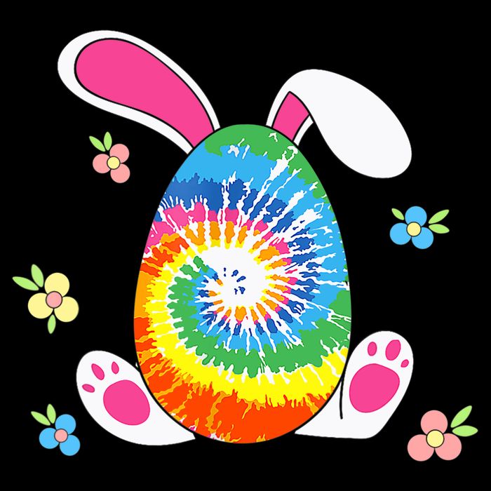 Happy Easter Tie Dye Egg Bunny Rabbit Funny Easter Day Stripe Pom Pom Beanie