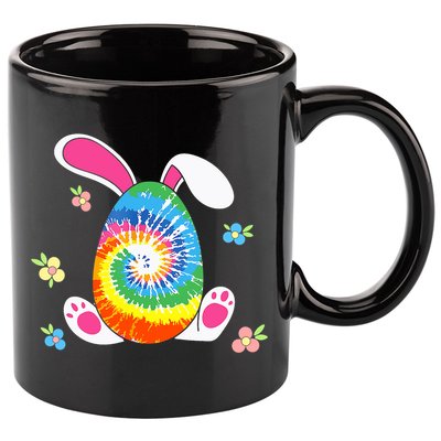 Happy Easter Tie Dye Egg Bunny Rabbit Funny Easter Day 11oz C Handle Ceramic Mug