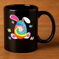 Happy Easter Tie Dye Egg Bunny Rabbit Funny Easter Day 11oz C Handle Ceramic Mug