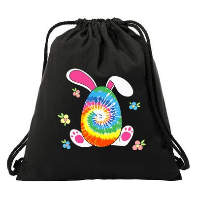 Happy Easter Tie Dye Egg Bunny Rabbit Funny Easter Day Drawstring Bag