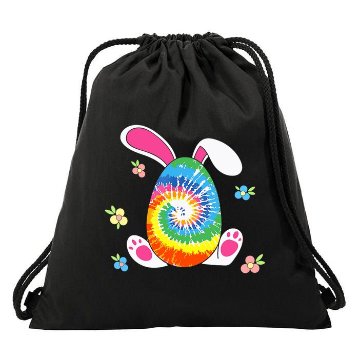 Happy Easter Tie Dye Egg Bunny Rabbit Funny Easter Day Drawstring Bag