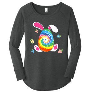 Happy Easter Tie Dye Egg Bunny Rabbit Funny Easter Day Women's Perfect Tri Tunic Long Sleeve Shirt