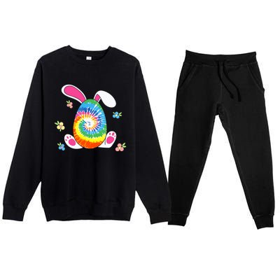 Happy Easter Tie Dye Egg Bunny Rabbit Funny Easter Day Premium Crewneck Sweatsuit Set