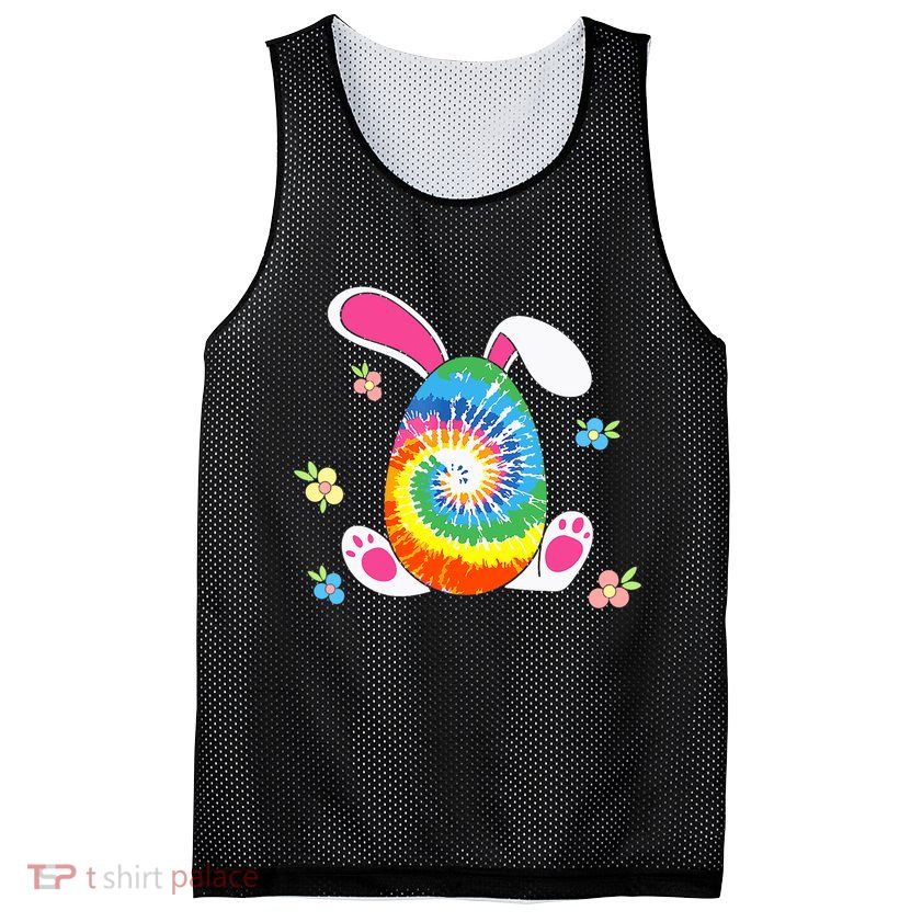 Happy Easter Tie Dye Egg Bunny Rabbit Funny Easter Day Mesh Reversible Basketball Jersey Tank
