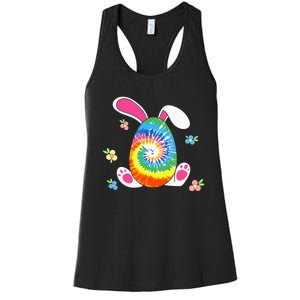 Happy Easter Tie Dye Egg Bunny Rabbit Funny Easter Day Women's Racerback Tank