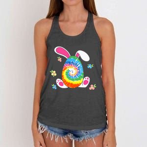 Happy Easter Tie Dye Egg Bunny Rabbit Funny Easter Day Women's Knotted Racerback Tank