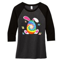 Happy Easter Tie Dye Egg Bunny Rabbit Funny Easter Day Women's Tri-Blend 3/4-Sleeve Raglan Shirt