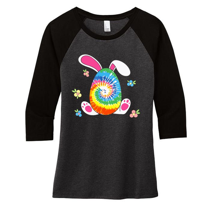 Happy Easter Tie Dye Egg Bunny Rabbit Funny Easter Day Women's Tri-Blend 3/4-Sleeve Raglan Shirt