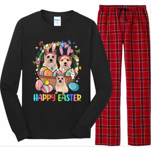 Happy Easter Three Cute Bunny Norwich Terriers Eggs Basket Cool Gift Long Sleeve Pajama Set