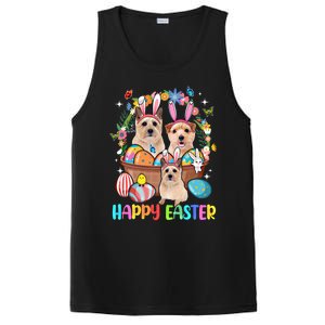 Happy Easter Three Cute Bunny Norwich Terriers Eggs Basket Cool Gift PosiCharge Competitor Tank