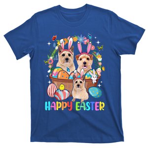 Happy Easter Three Cute Bunny Norwich Terriers Eggs Basket Cool Gift T-Shirt