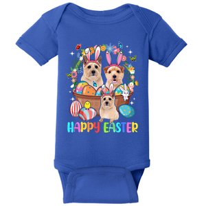 Happy Easter Three Cute Bunny Norwich Terriers Eggs Basket Cool Gift Baby Bodysuit