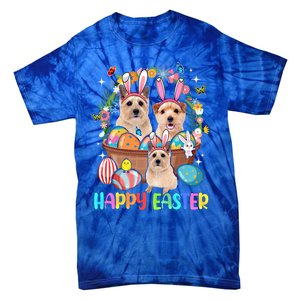 Happy Easter Three Cute Bunny Norwich Terriers Eggs Basket Cool Gift Tie-Dye T-Shirt