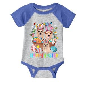 Happy Easter Three Cute Bunny Norwich Terriers Eggs Basket Cool Gift Infant Baby Jersey Bodysuit