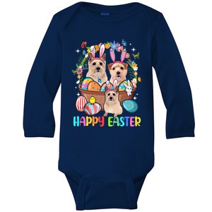 Happy Easter Three Cute Bunny Norwich Terriers Eggs Basket Cool Gift Baby Long Sleeve Bodysuit