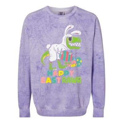 Happy Eastrawr Trex Easter Bunny Egg Funny Dinosaur Gift Colorblast Crewneck Sweatshirt