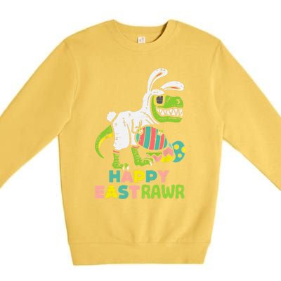 Happy Eastrawr Trex Easter Bunny Egg Funny Dinosaur Gift Premium Crewneck Sweatshirt