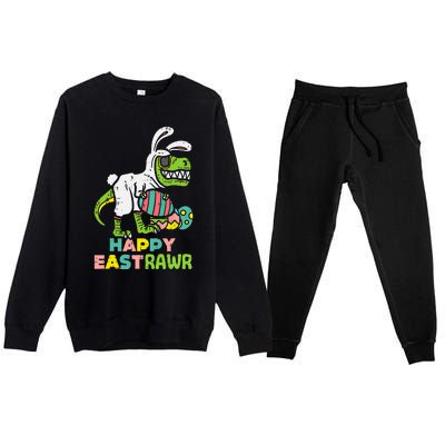 Happy Eastrawr Trex Easter Bunny Egg Funny Dinosaur Gift Premium Crewneck Sweatsuit Set