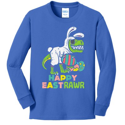 Happy Eastrawr Trex Easter Bunny Egg Funny Dinosaur Gift Kids Long Sleeve Shirt