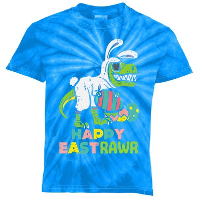 Happy Eastrawr Trex Easter Bunny Egg Funny Dinosaur Gift Kids Tie-Dye T-Shirt