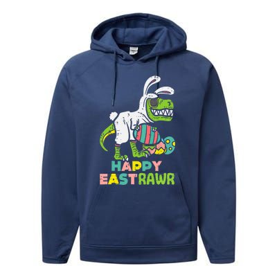 Happy Eastrawr Trex Easter Bunny Egg Funny Dinosaur Gift Performance Fleece Hoodie