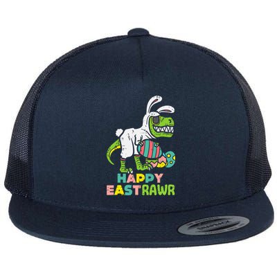 Happy Eastrawr Trex Easter Bunny Egg Funny Dinosaur Gift Flat Bill Trucker Hat