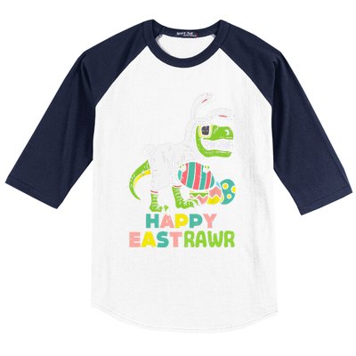 Happy Eastrawr Trex Easter Bunny Egg Funny Dinosaur Gift Baseball Sleeve Shirt