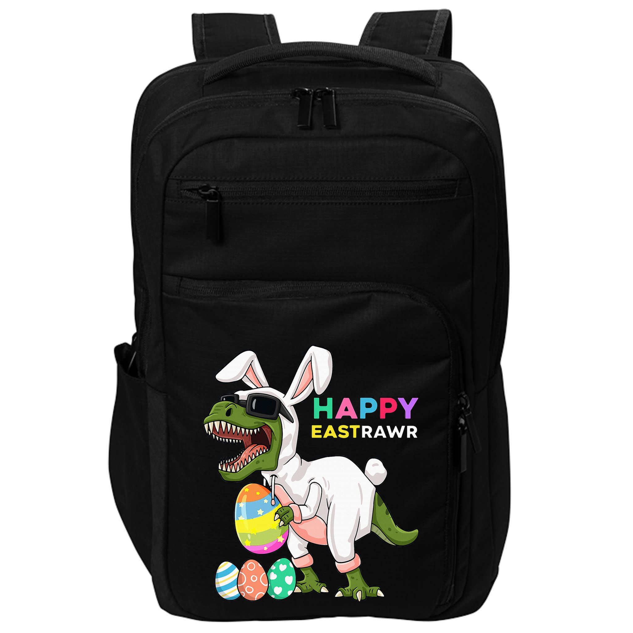 Happy Eastrawr T Rex Easter Bunny Dinosaur Eggs Impact Tech Backpack