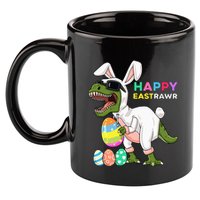 Happy Eastrawr T Rex Easter Bunny Dinosaur Eggs 11oz C Handle Ceramic Mug