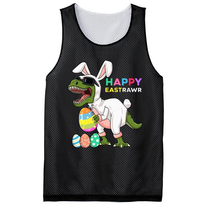 Happy Eastrawr T Rex Easter Bunny Dinosaur Eggs Mesh Reversible Basketball Jersey Tank