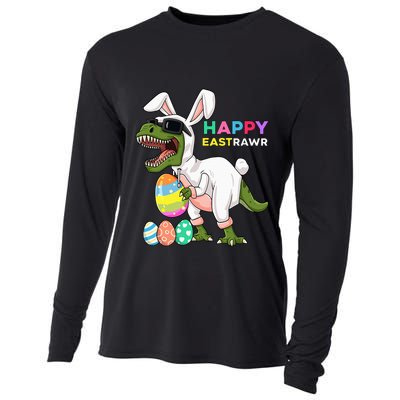 Happy Eastrawr T Rex Easter Bunny Dinosaur Eggs Cooling Performance Long Sleeve Crew