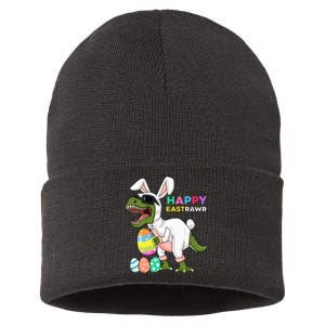 Happy Eastrawr T Rex Easter Bunny Dinosaur Eggs Sustainable Knit Beanie