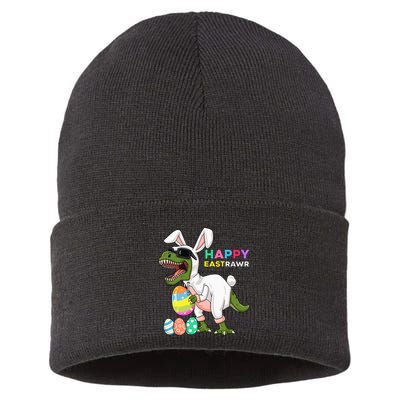 Happy Eastrawr T Rex Easter Bunny Dinosaur Eggs Sustainable Knit Beanie