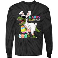 Happy Eastrawr T Rex Easter Bunny Dinosaur Eggs Tie-Dye Long Sleeve Shirt