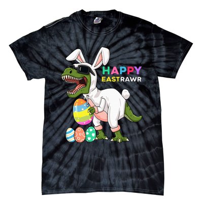 Happy Eastrawr T Rex Easter Bunny Dinosaur Eggs Tie-Dye T-Shirt