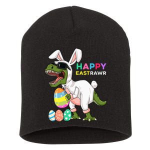 Happy Eastrawr T Rex Easter Bunny Dinosaur Eggs Short Acrylic Beanie