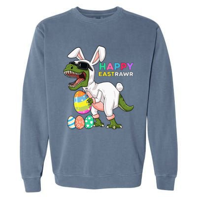 Happy Eastrawr T Rex Easter Bunny Dinosaur Eggs Garment-Dyed Sweatshirt