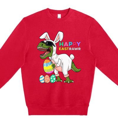 Happy Eastrawr T Rex Easter Bunny Dinosaur Eggs Premium Crewneck Sweatshirt