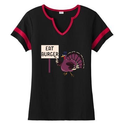 Hamburger Eater Thanksgiving Turkey Day Holiday Thankful Gift Ladies Halftime Notch Neck Tee