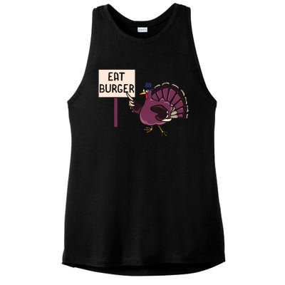 Hamburger Eater Thanksgiving Turkey Day Holiday Thankful Gift Ladies PosiCharge Tri-Blend Wicking Tank