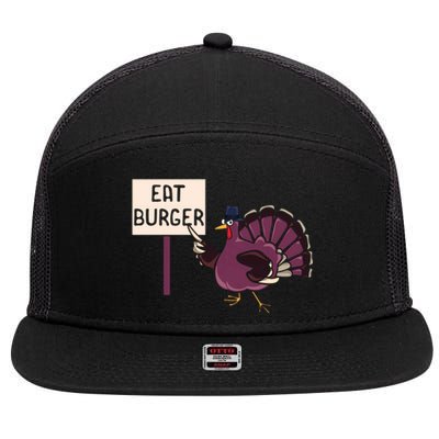 Hamburger Eater Thanksgiving Turkey Day Holiday Thankful Gift 7 Panel Mesh Trucker Snapback Hat