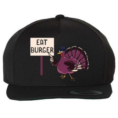 Hamburger Eater Thanksgiving Turkey Day Holiday Thankful Gift Wool Snapback Cap