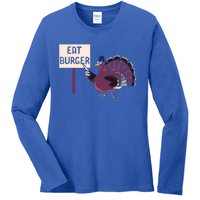 Hamburger Eater Thanksgiving Turkey Day Holiday Thankful Gift Ladies Long Sleeve Shirt