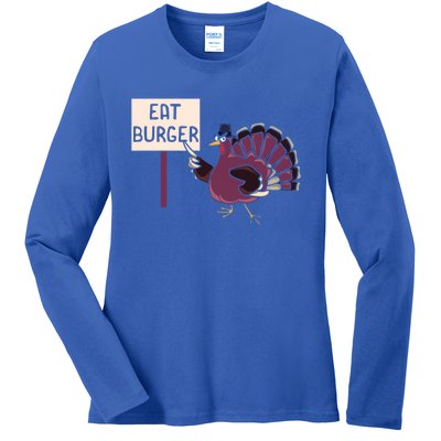 Hamburger Eater Thanksgiving Turkey Day Holiday Thankful Gift Ladies Long Sleeve Shirt