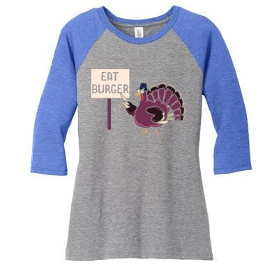 Hamburger Eater Thanksgiving Turkey Day Holiday Thankful Gift Women's Tri-Blend 3/4-Sleeve Raglan Shirt