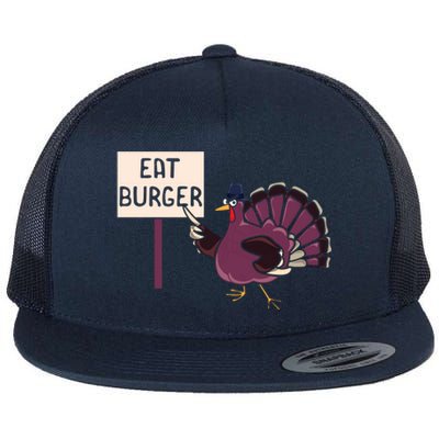 Hamburger Eater Thanksgiving Turkey Day Holiday Thankful Gift Flat Bill Trucker Hat